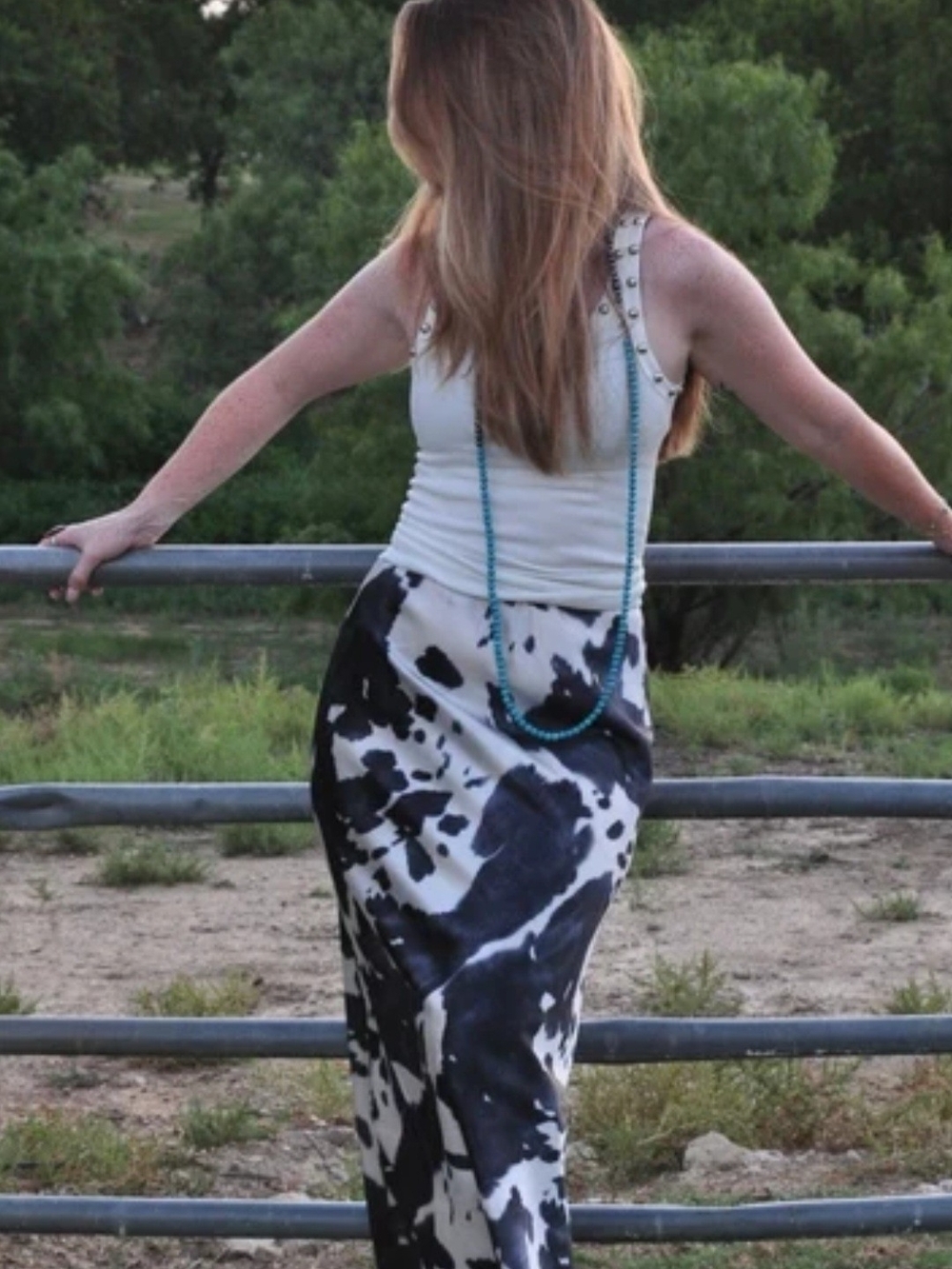 Adorable Cow Print Maxi Skirt
